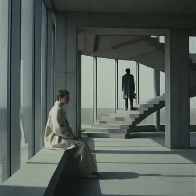 AI generated video: Cinematic video inspired by Jil Sander's editorial minimalism and Edward Hopper’s quiet loneliness. ...