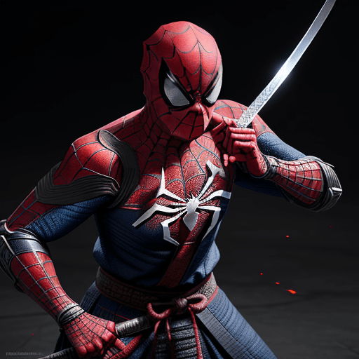 AI generated: /imagine: Spider-Man as a samurai warrior in feudal Japan, wearing traditional armour and wielding a...