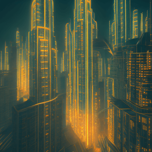 AI generated: High building, big city, night, cyberpunk, neon sign, high quality, 8k