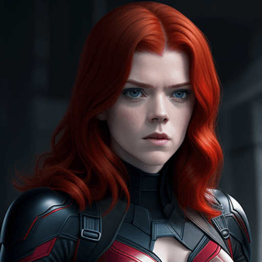AI generated: Rose Leslie as Black Widow
