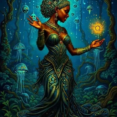 AI generated video: **"Reine Vodou: Communion with the Loa"**  

**The Divine Sovereign**  
- A **Haitian Vodou queen...