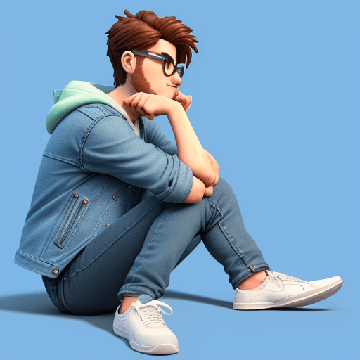 AI generated: Create a 3D illustration of an animated character sitting casually on top of a social media logo "So...