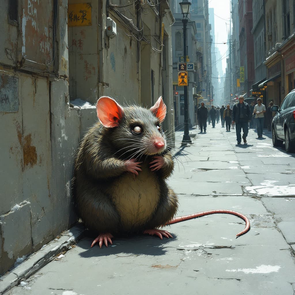 AI generated: poor rat hide on city 