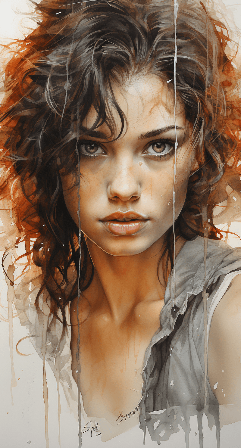 AI generated: pencil drawing portrait of pretty girl, in the style of dmitri danish, raw and edgy, scarlett hooft ...