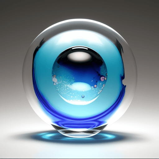 AI generated: liquid half-filled up in a glass ball, airbrush