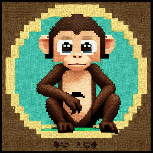 AI generated: Baby monkey in pixel art style