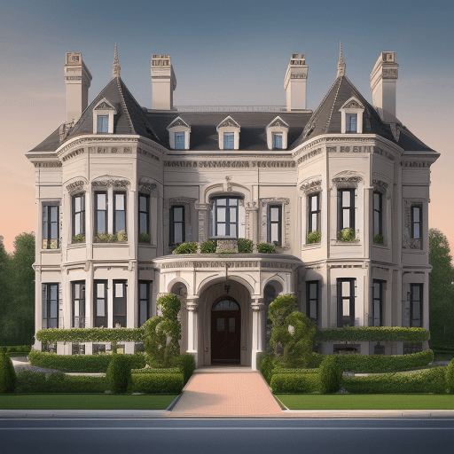 AI generated: Prompt for a beautiful mansion in a beautiful environment of 10 to 13 flats.

