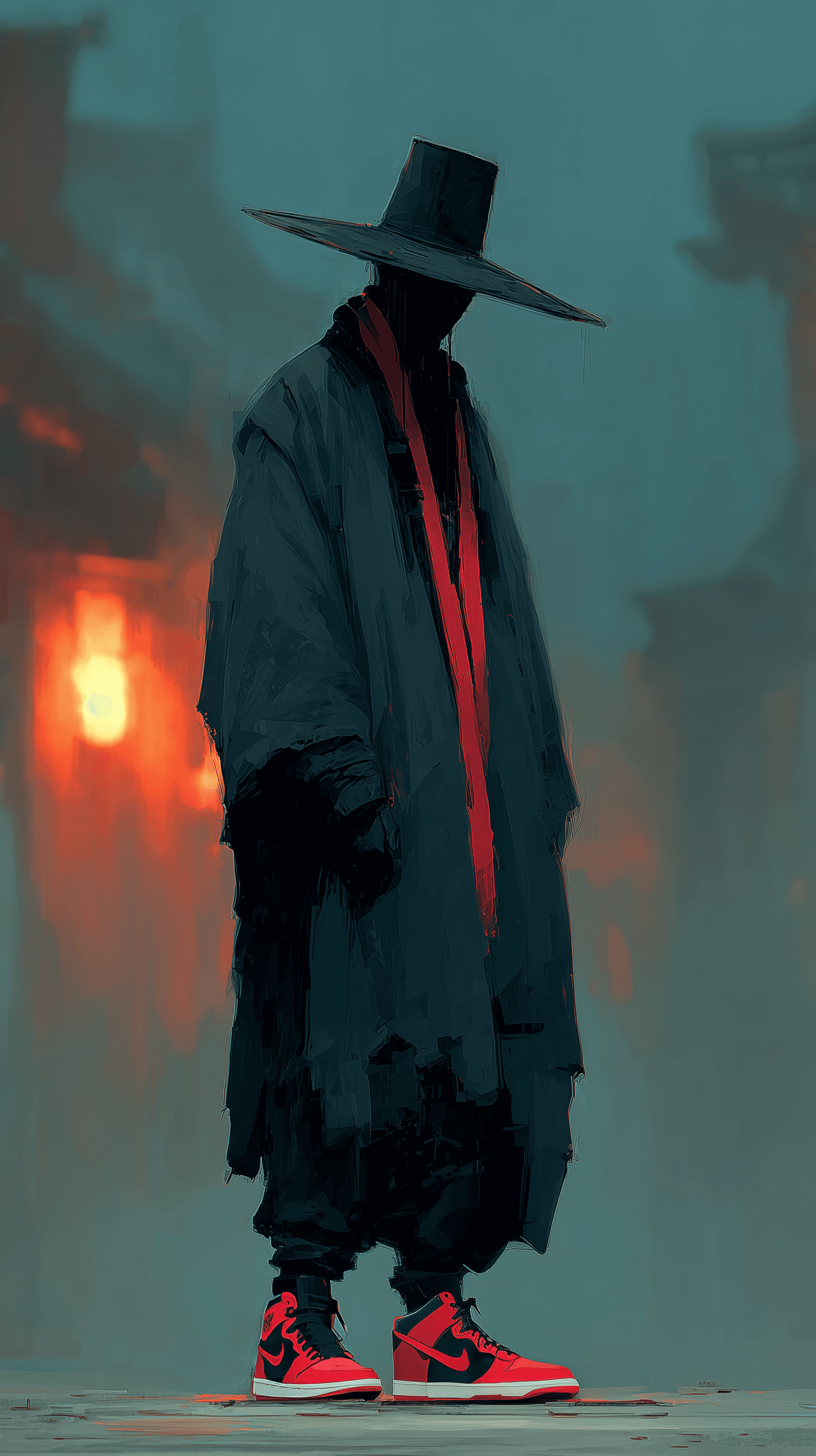 AI generated: concept character artwork, korean modern grim reaper, full-body, inspiration by reinterpreted black ...