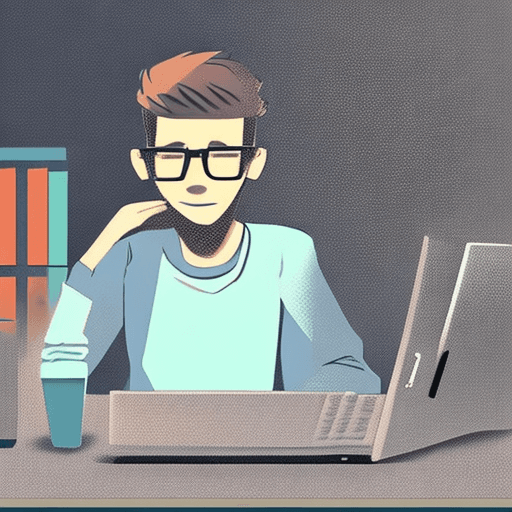 AI generated: a young guy sitting at a computer. Its partially hidden, mysterious effect. Popular social media suc...