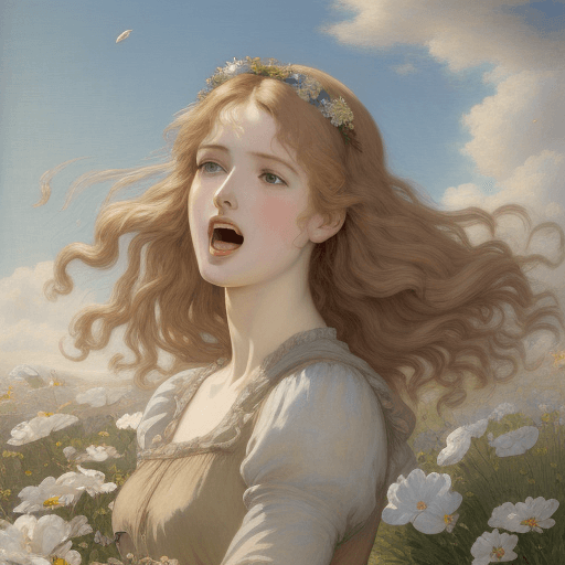 AI generated: woman screaming insipired by Lucien Lévy-DhurmerLe Silence and Albert-Émile Artigue Fleurs de Printe...