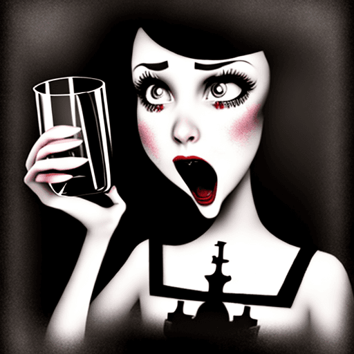 AI generated: surprised girl - empty glass.
style: gothic