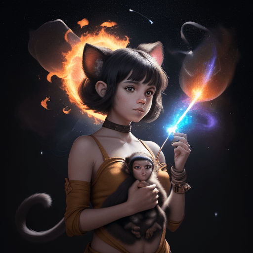 AI generated: high resolution cinematic portrait of a young beautiful and cute anthropomorphic female monkey with ...