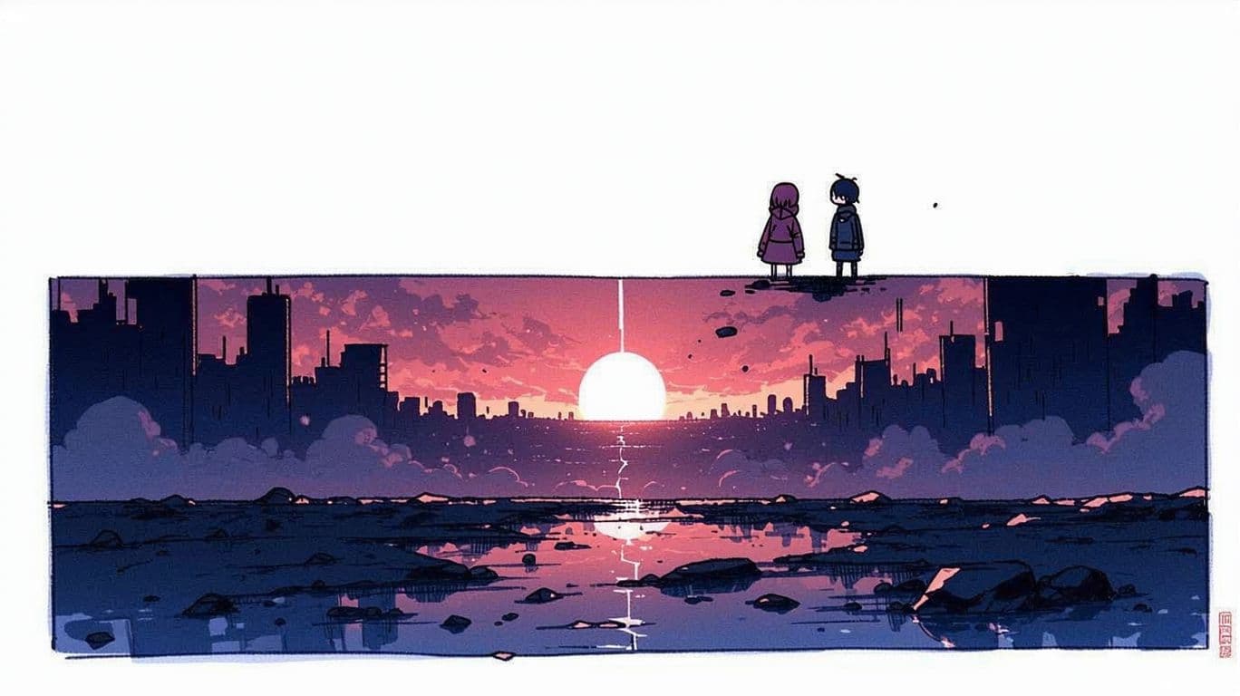 AI generated: end of the world sad anime illustration ((anime) ),