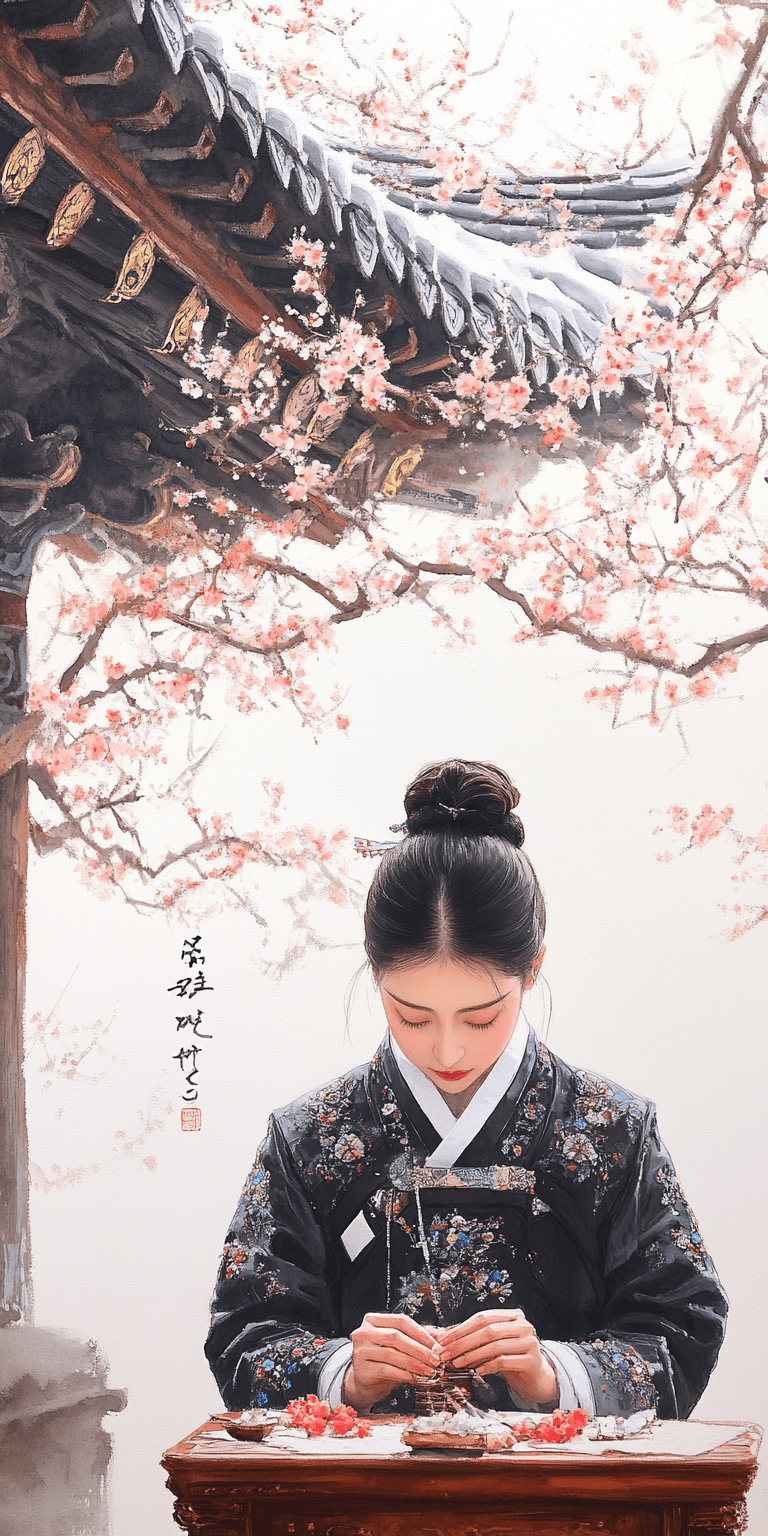 AI generated: ink painting of a Korean woman, 25-30 years old, Asian beauty standards --chaos 60 --ar 1:2 --person...