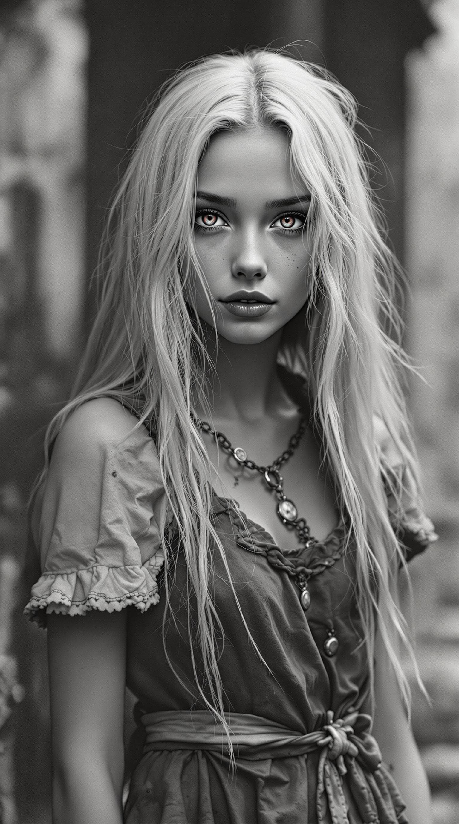 AI generated: a professional vintage black and white photo of a exceptionally of the most beautiful Russia girl (a...