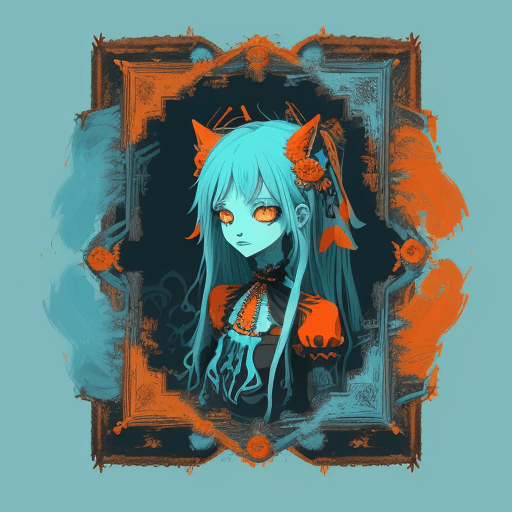 AI generated: illustration of an camara photo, in the style of 2d game art, cyan and orange, 32k uhd, necropunk, t...