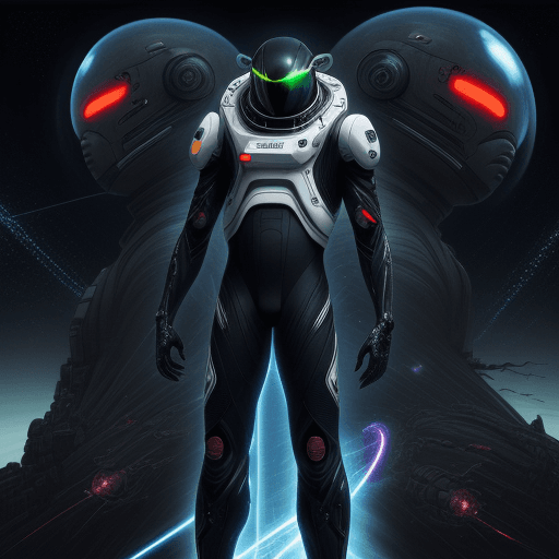 AI generated: Blackman in spacesuit, spaceship inside, Tsutomu Nihei style, gigantism, laser generator, futuristic...
