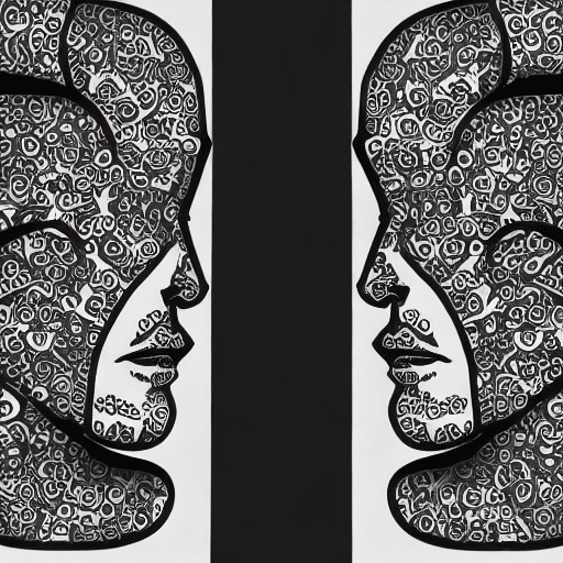 AI generated: Create an image of a person with two faces , meaning there different on the inside then what they po...