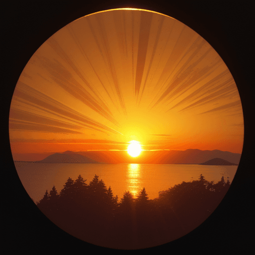 AI generated: A paper cut of a sunset, with warm colors, delicate hues, Frederic Edwin Church, Ray Tracing, golden...