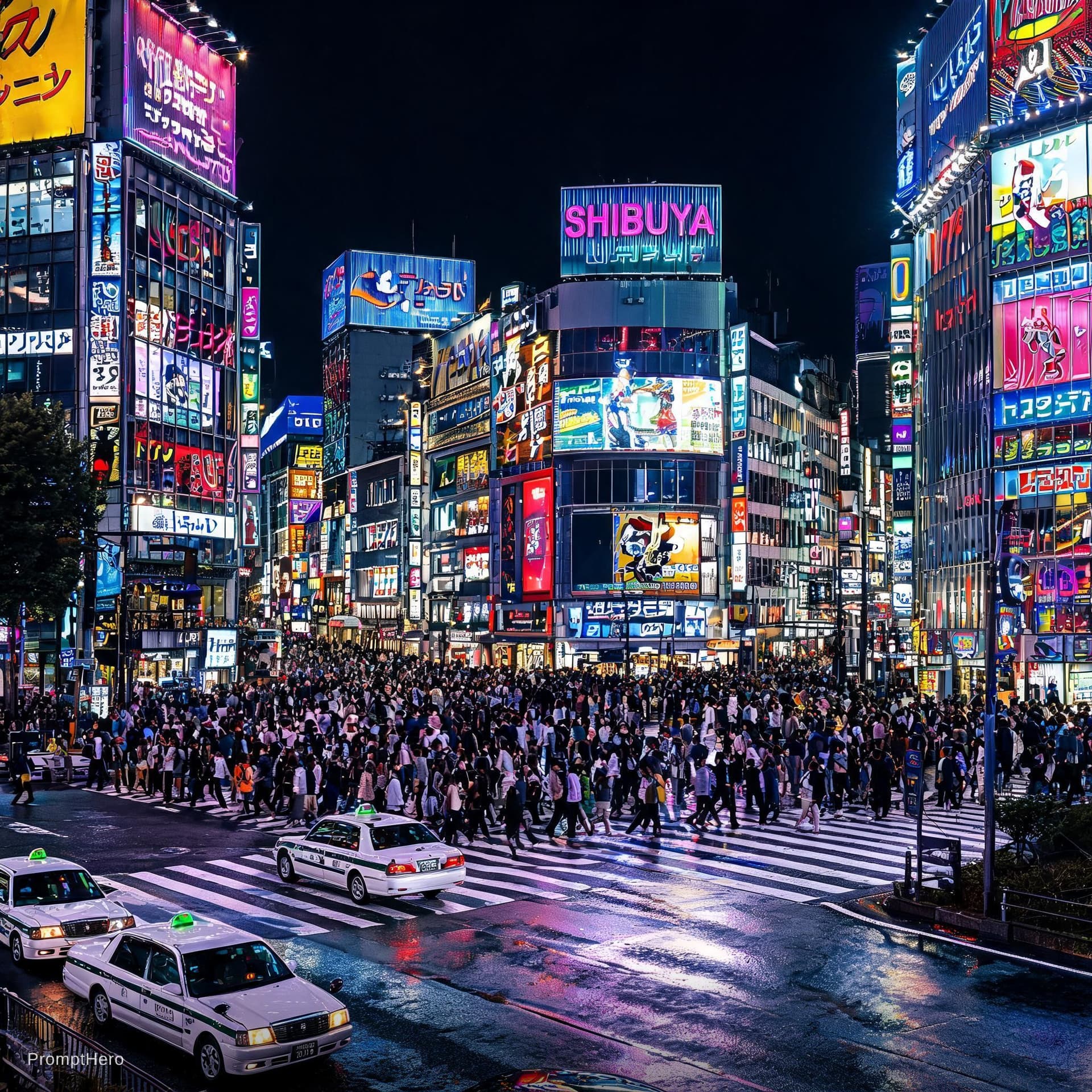 AI generated: shibuya tokyo neon city