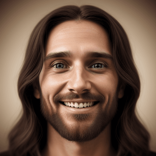 AI generated: face of jesus christ, realistic, smiling