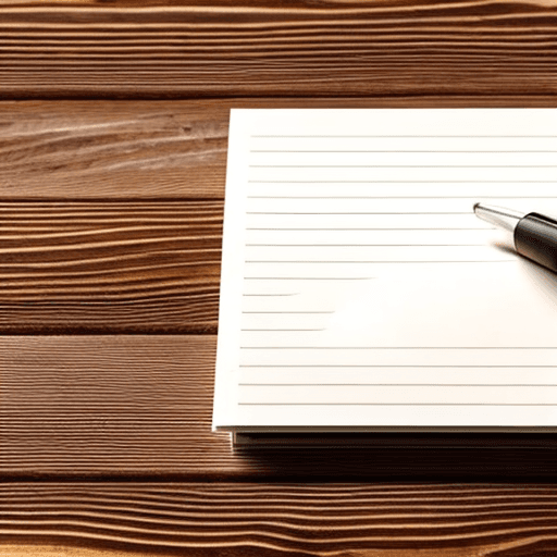 AI generated: open notepad with blank pages, on a Swedish pine wooden floor