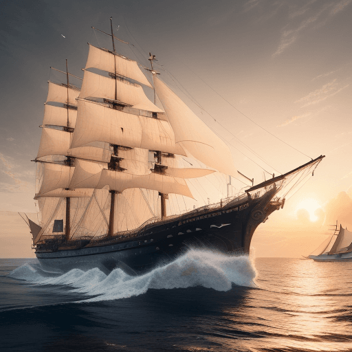 AI generated: Photo of a ultra realistic sailing ship, dramatic light, pale sunrise, cinematic lighting, battered,...