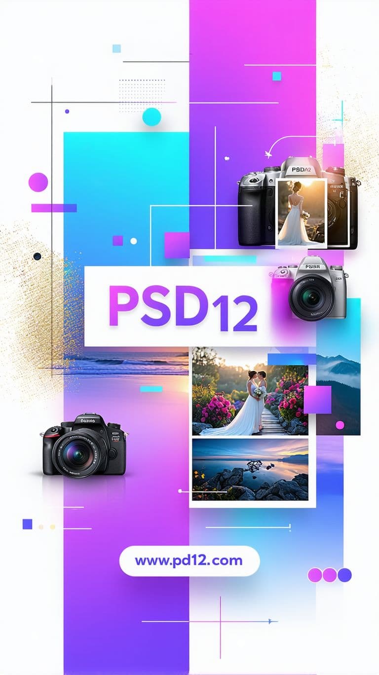 AI generated: A modern and visually striking graphic design promoting PSD files, Photoshop Designs, and PSD Templa...