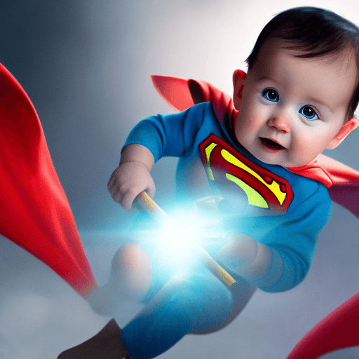 AI generated: baby dressed as superman is holding a hammer, concept art by Jerry Eisenberg, , marvel comics, #vfxf...