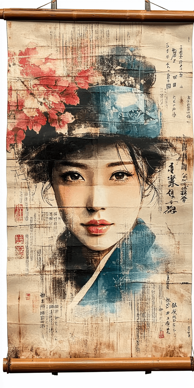 AI generated: Japanese ink portrait of a woman --chaos 75 --ar 1:2 --style raw --profile rsy6uq9 --stylize 750
