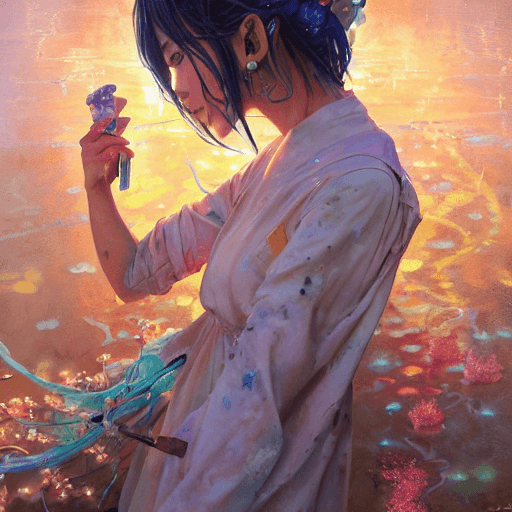 AI generated: Beautiful anime painting of solarpunk summer chill day, by tim okamura, victor nizovtsev, greg rutko...