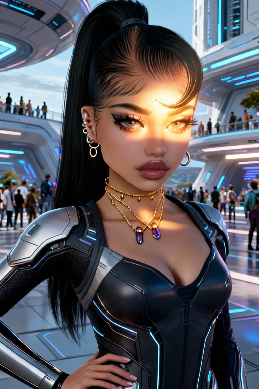 AI generated: Combine characters into an elegant photo, into a cinematic portrait, of a beautifully elegant woman ...