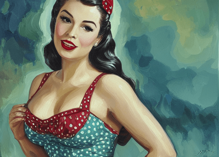AI generated: beautiful oil of (( <lora:lorex-06:1>)) as pin up