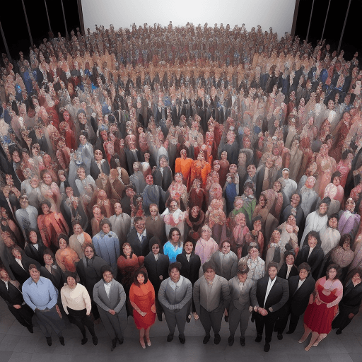 AI generated: 40 personas posando para una foto
