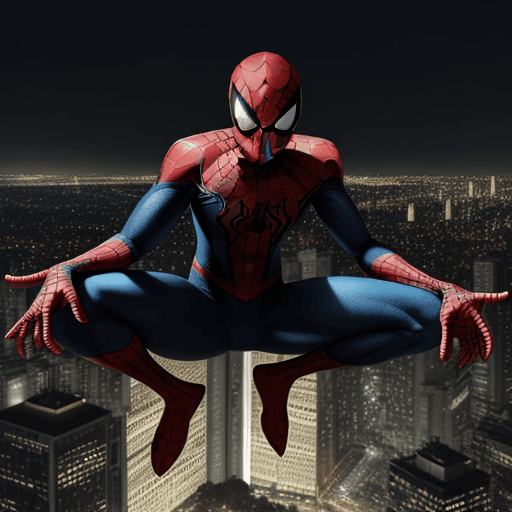 AI generated: Spiderman, muy detallado y súper realista, con su elegante traje amarillo, espectacularmente recorta...