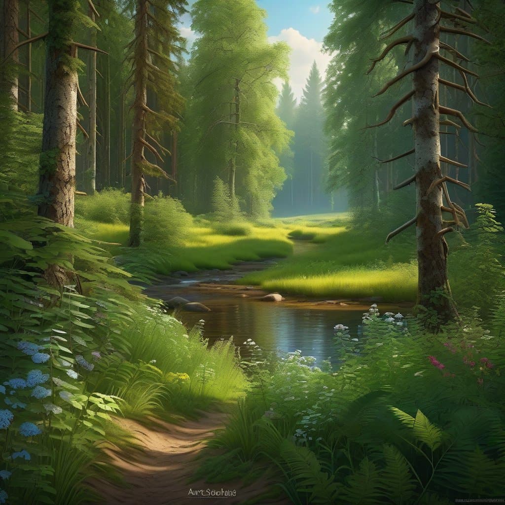 AI generated: Landscape. In the style of the landscape artist Ivan Shishkin.
High resolution, detailed layout, re...