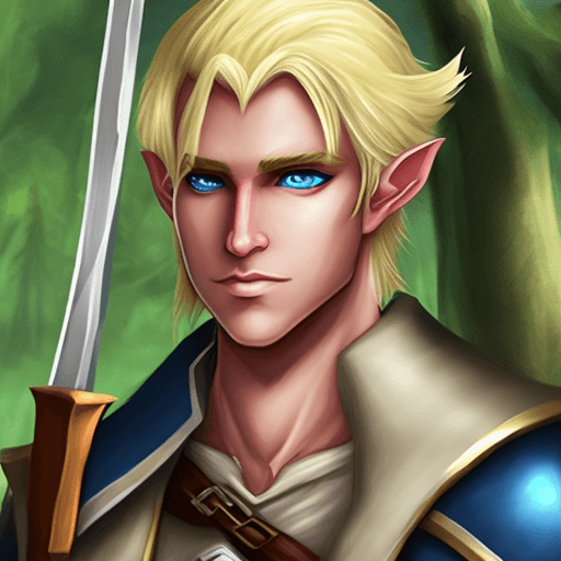AI generated:  adult male blonde half-elf ranger dungeons and dragons