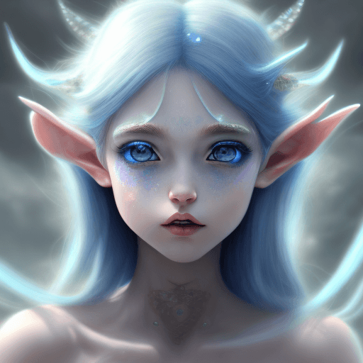 AI generated: cirno,blue eyes,ice crystals in hair,big eyes,blue hair,dynamic lighting,photorealistic fantasy conc...