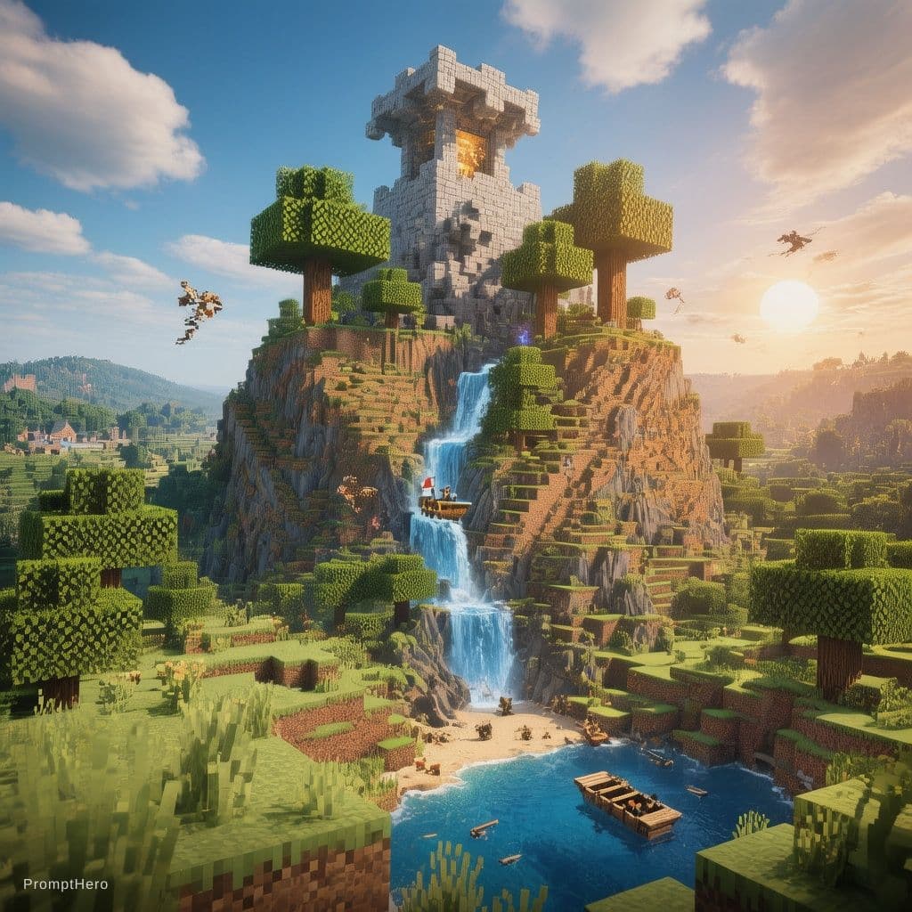 AI generated: Make Minecraft cinematic landscape 