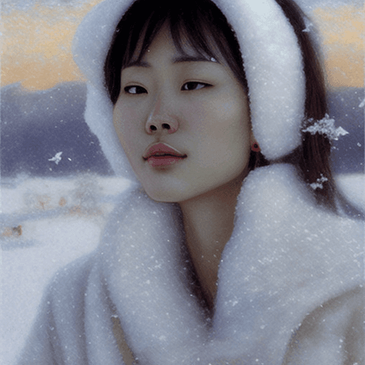 AI generated: close-up photo, in the style of xiaofei yue, snow scenes, steve hanks, white and silver, normcore, c...