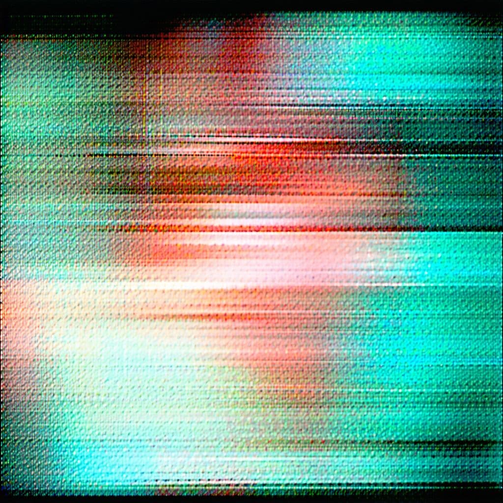 AI generated: distortion effect failure of an old image being rewound 
