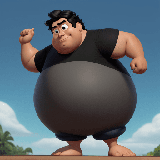 AI generated: Disney Pixar Bebé gordo de cabello negro haciendo ejercicio