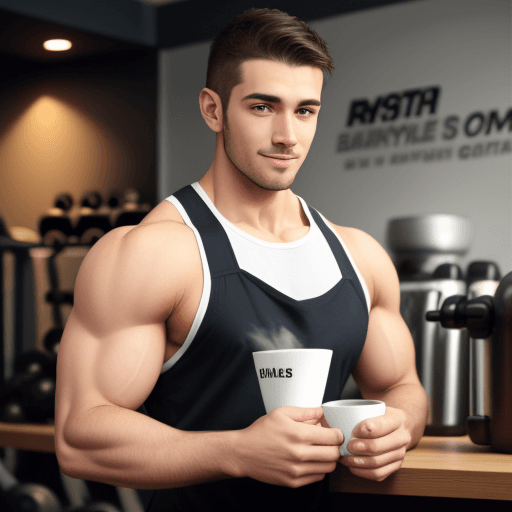 AI generated: Barista doing gym male
