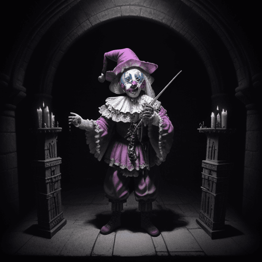 AI generated: dungeon synth music clown finished the performance and he is going to die fantasy castles fairytale ...