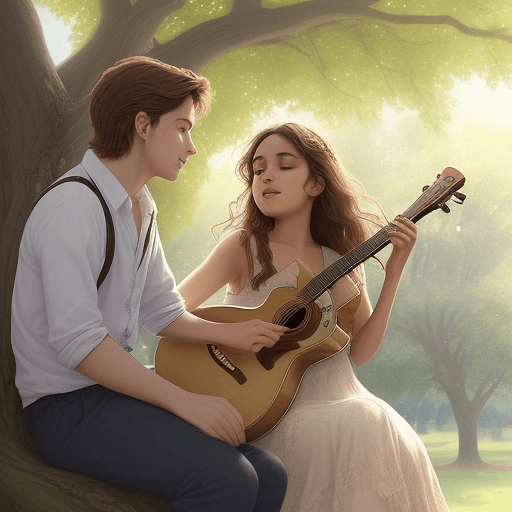 AI generated: One sunny afternoon, as Tom played his guitar beneath the ancient oak tree, Laila happened upon the ...