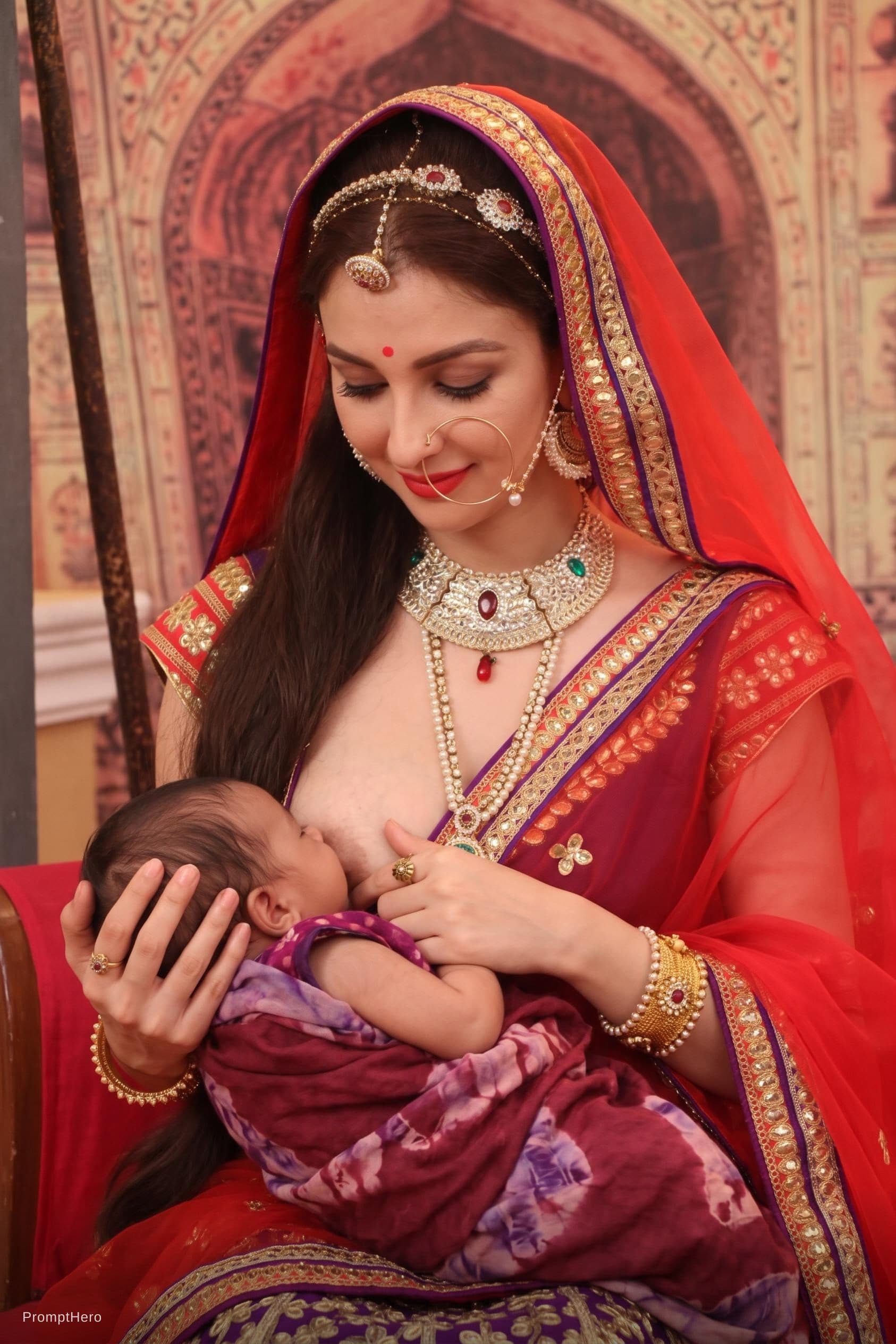 AI generated: Show she is breast feeding