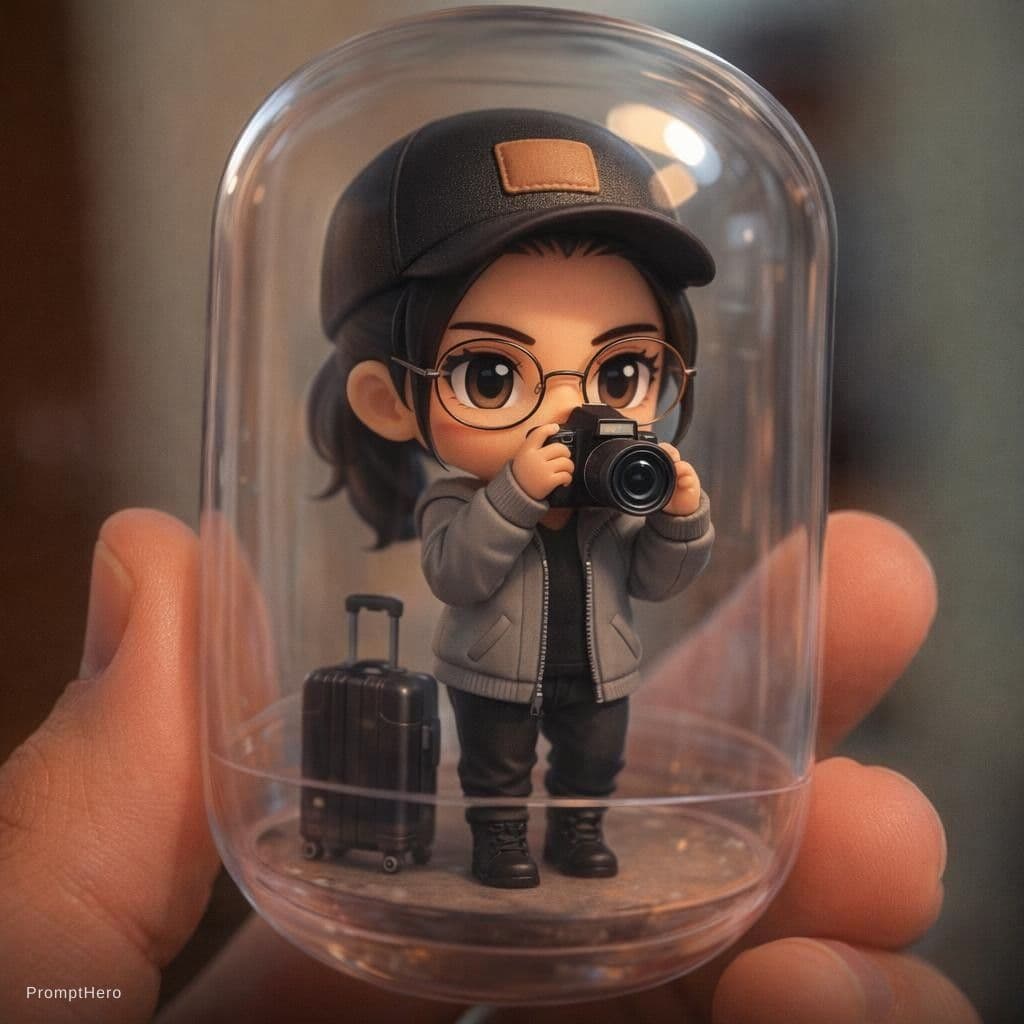 AI generated: {
  "subject": {
    "type": "chibi figurine",
    "gender": "femele",
    "expression": "focused",
...
