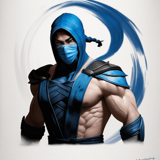 AI generated: 
Sub Zero from Mortal Kombat, pastel artistic conception, with typography elements, abstract, comple...