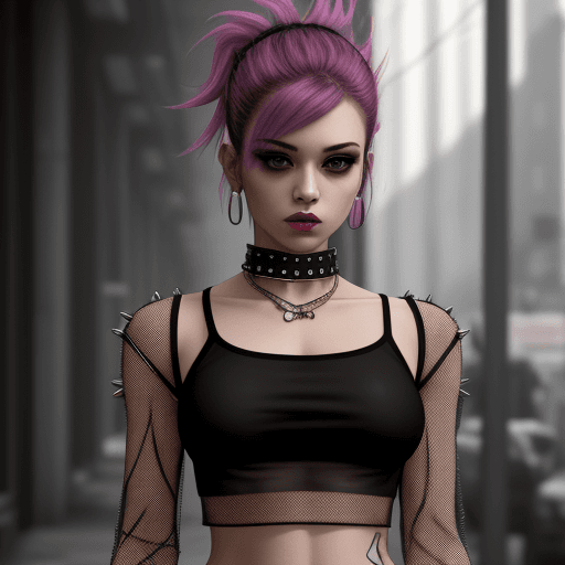 AI generated: sheer croptop, beautiful woman, punk, 8k