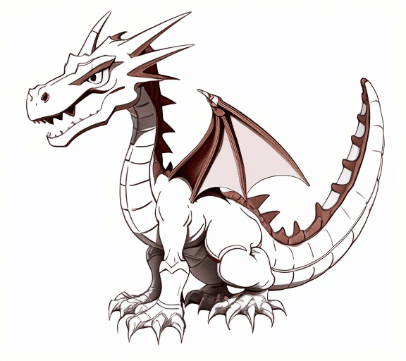 AI generated: cartoon baby dragon with wood body only the lines so i can paint it and fit the canvas with white ba...